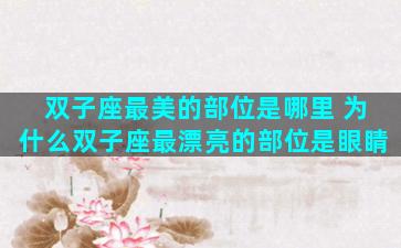 双子座最美的部位是哪里 为什么双子座最漂亮的部位是眼睛